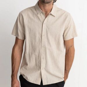 Rhythm Classic Linen Button-Down in Beige